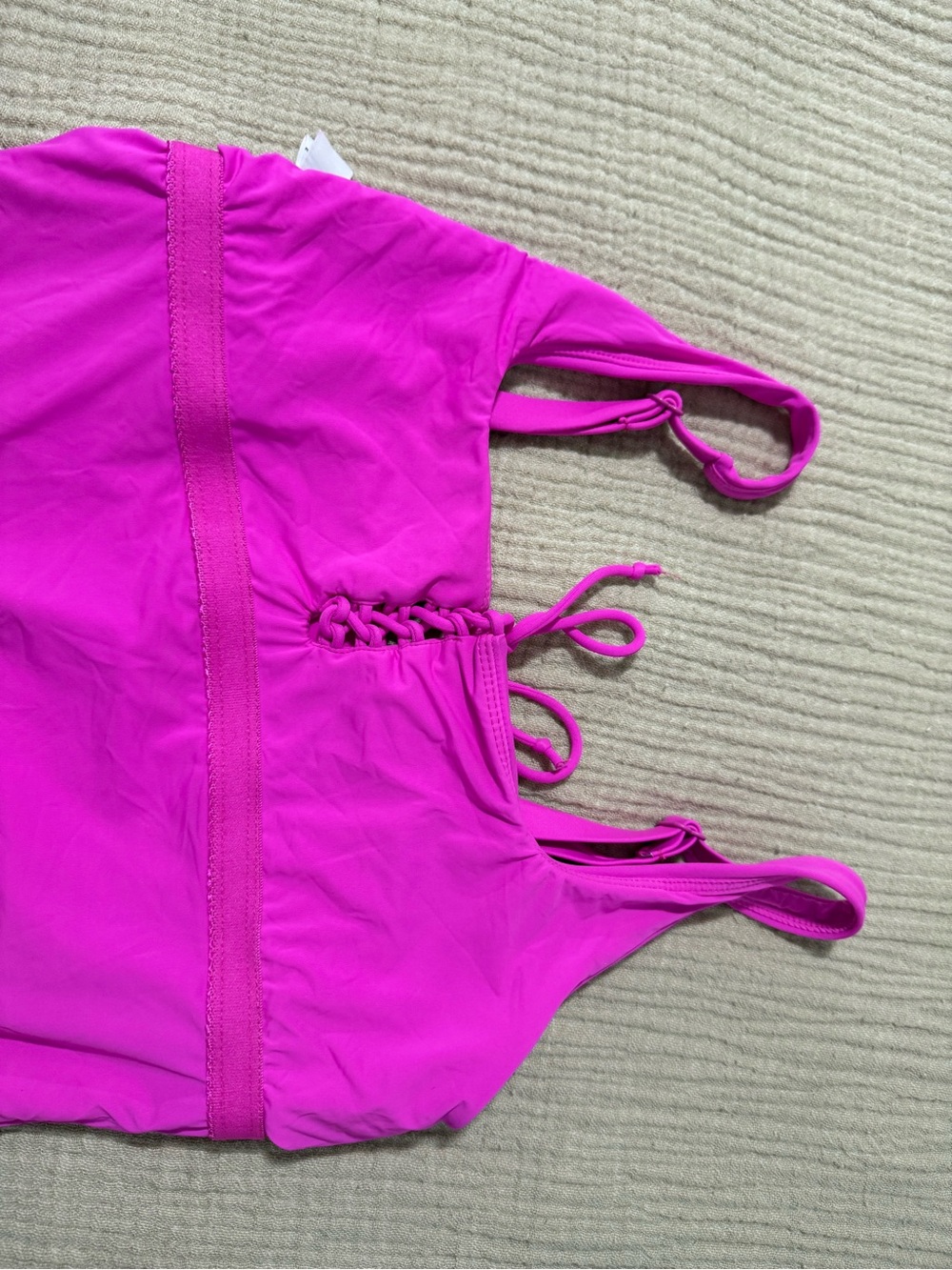 Angie Swim Magenta Lace-Up One-Piece Swimsuit - Picture 13 of 14